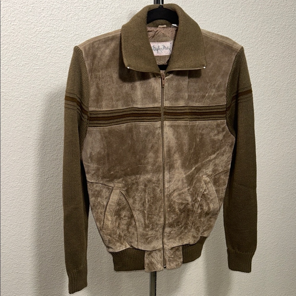 Vintage Mister Marr Brown Leather and knit Jacket for Women M - Picture 1 of 8